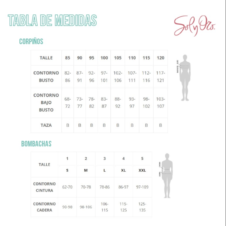 Corpiño soft con base algodón Tabla de medidas
