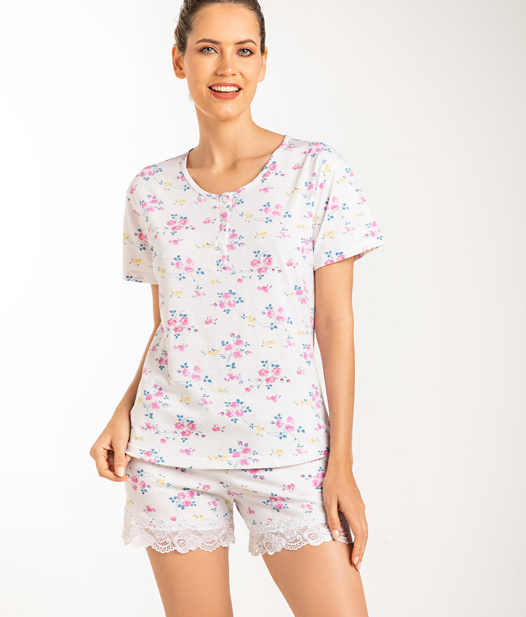 Pijama jersey FLOWERS Plus size - Bianca Secreta