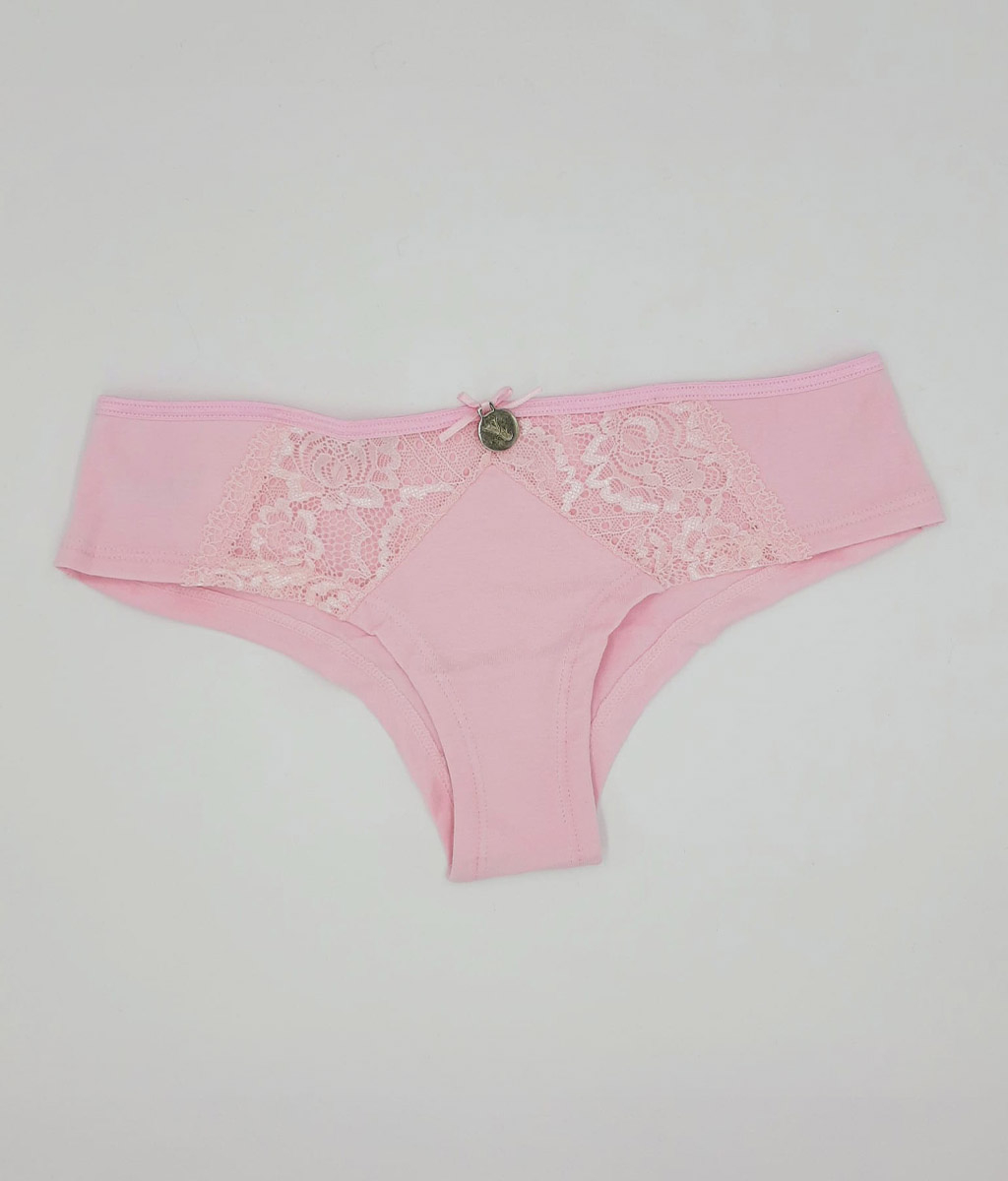 Culotte algodón y puntilla ROSÉ - Yvette