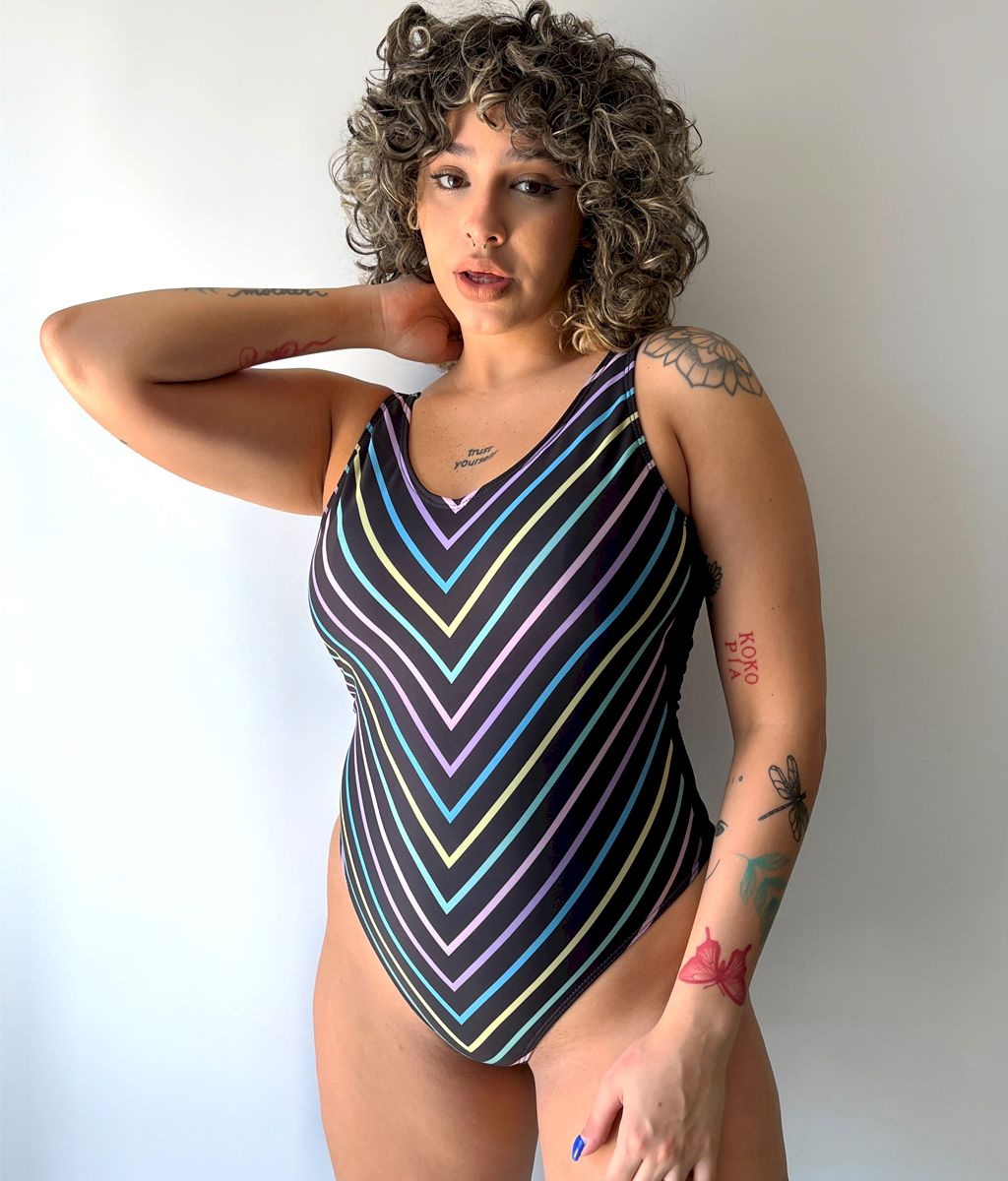 Enteriza MULTICOLOR en V - Bianca Mare