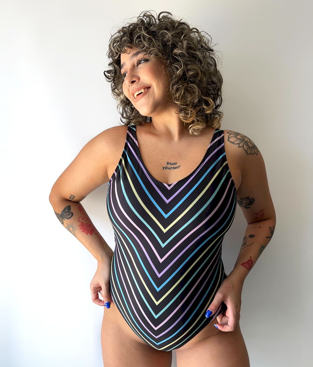 Enteriza MULTICOLOR en V - Bianca Mare