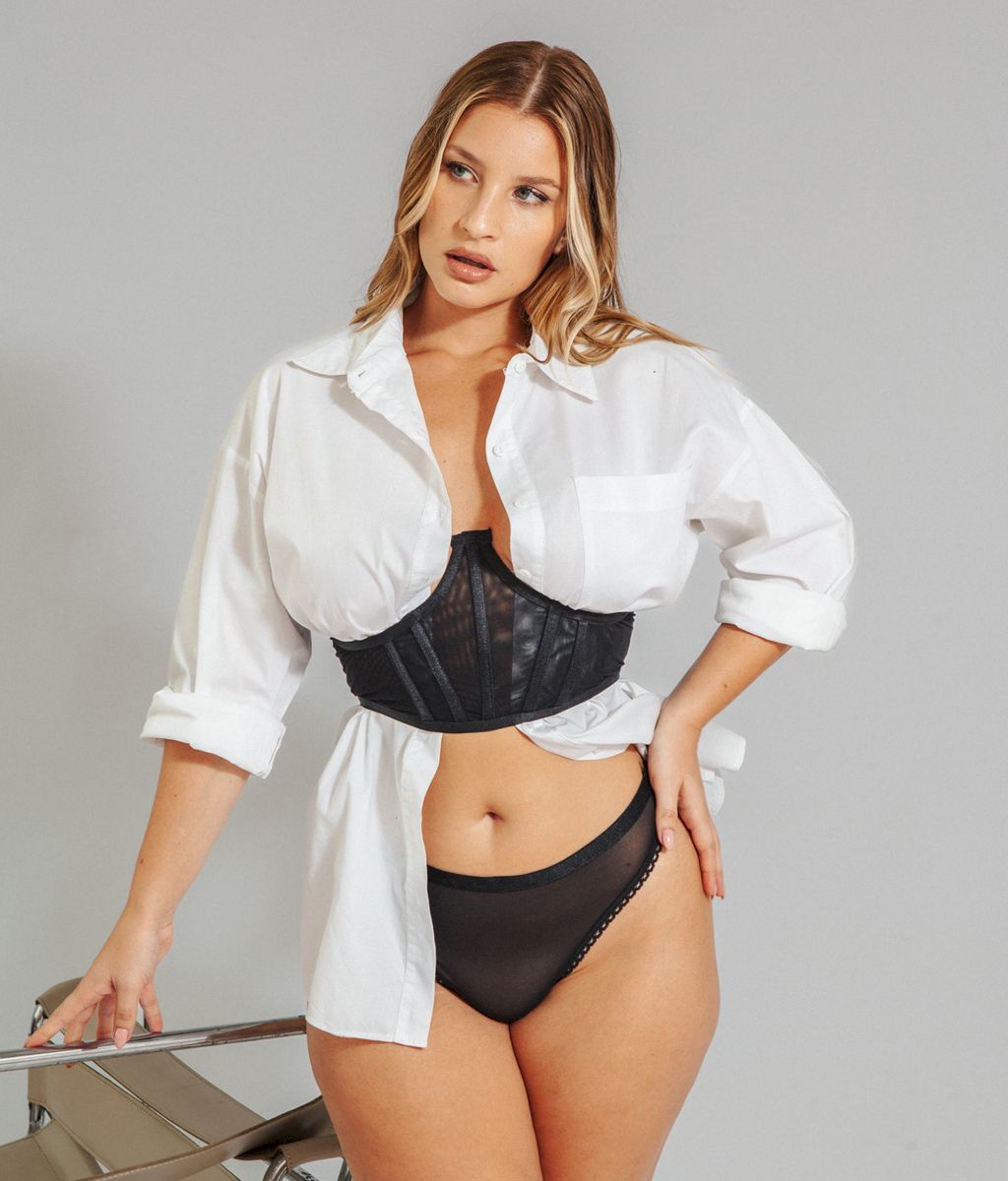 Corset SADO black - Flowers & Lemons
