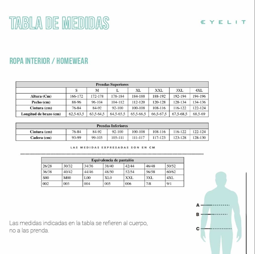 Remera TÉRMICA c/ redondo Tabla de medidas