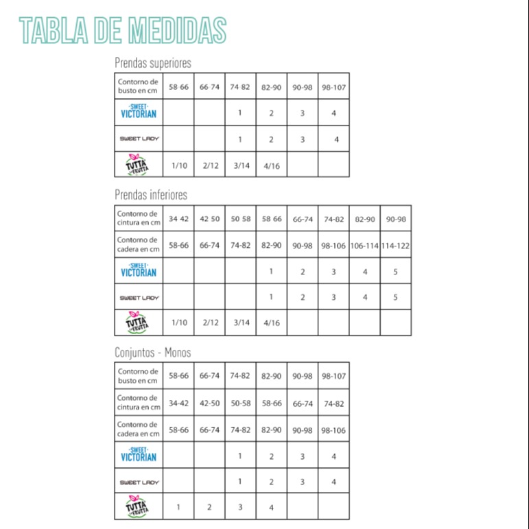 BASIC TOP alta compresión Tabla de medidas