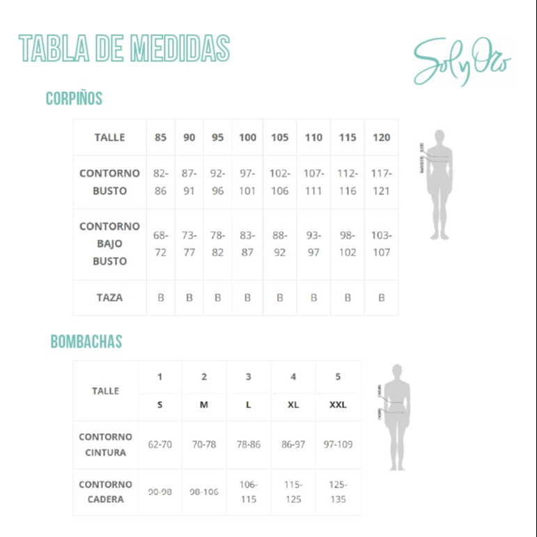 Culotte pink RAYAS Tabla de medidas