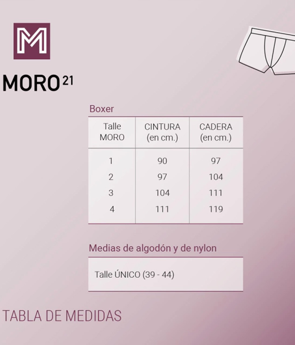 Soquete invisible MEN Tabla de medidas