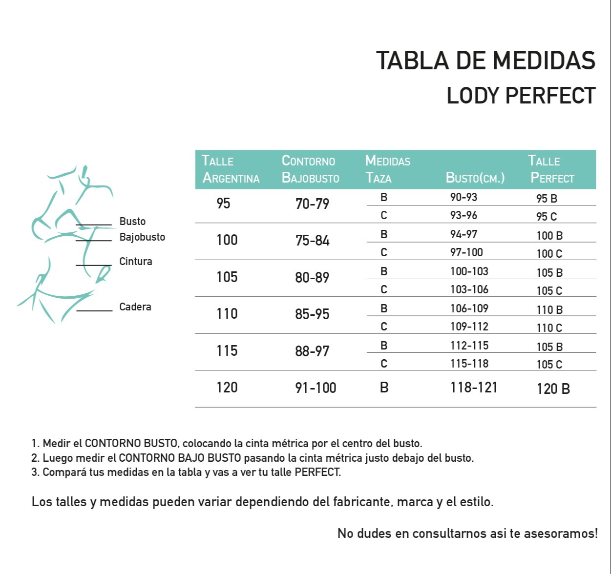 Corpiño reductor SATINÉ Plus size Tabla de medidas