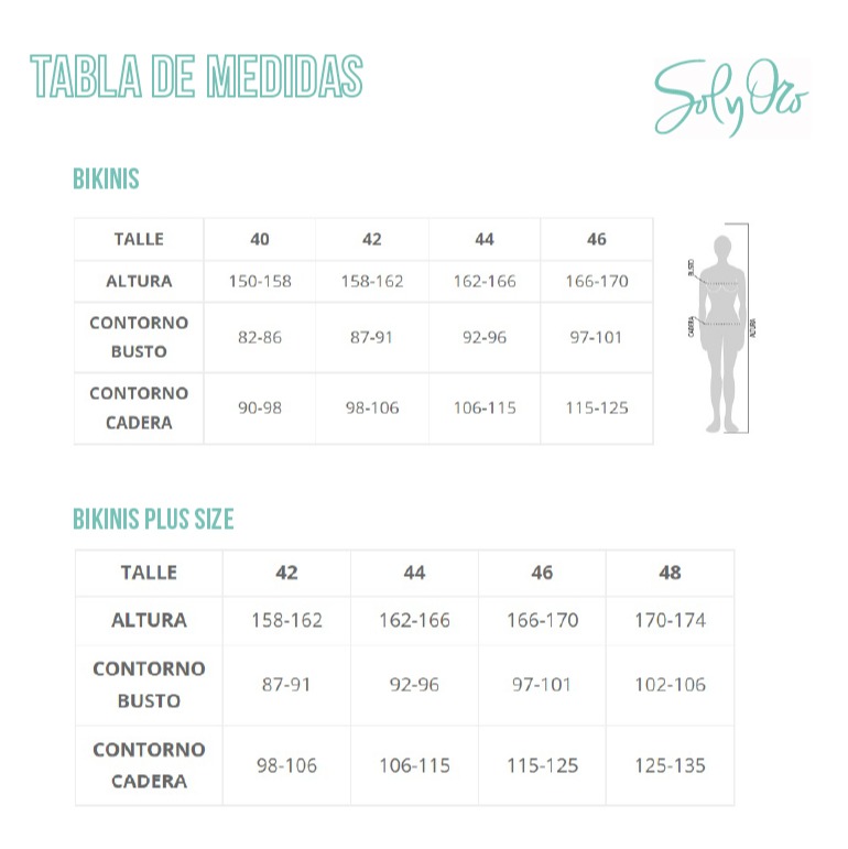 Bikini VALE Tabla de medidas