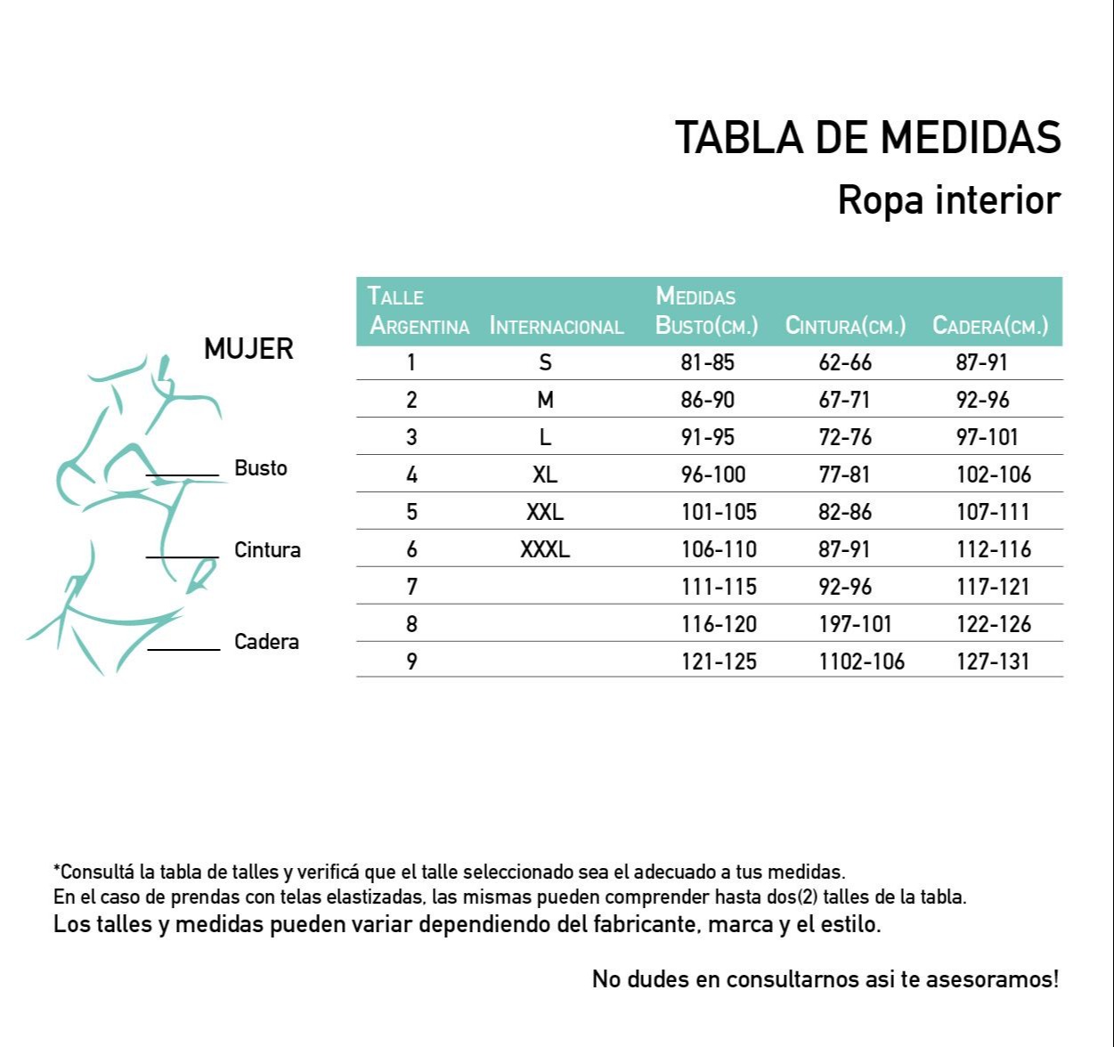Top algodón INDIA Tabla de medidas