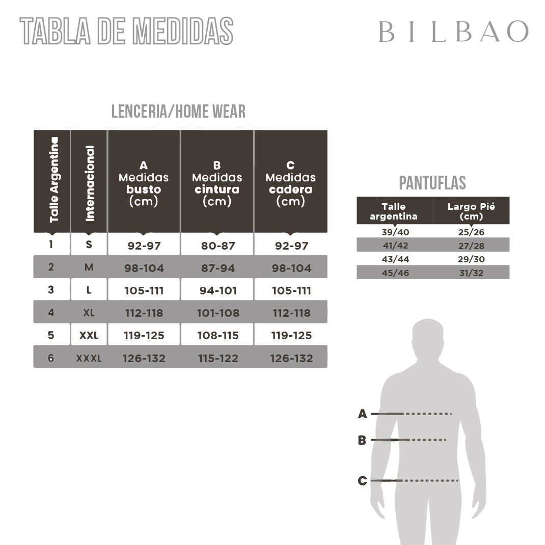Pijama LEVEL FW Tabla de medidas